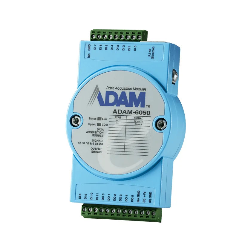 Module I/O Ethernet Advantech ADAM-6050 vỏ xanh, hai hàng terminal vặn vít, cổng RJ-45