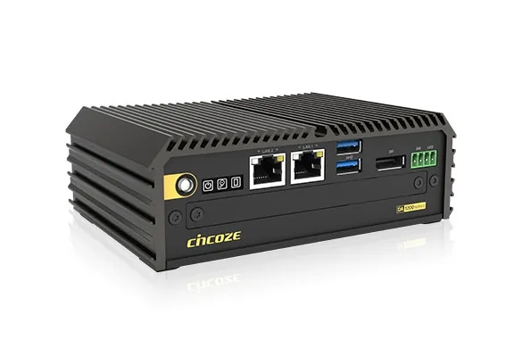 Máy tính công nghiệp không quạt Cincoze DA-1200 vỏ nhôm tản nhiệt, mặt trước hai cổng LAN, hai USB và cổng DisplayPort